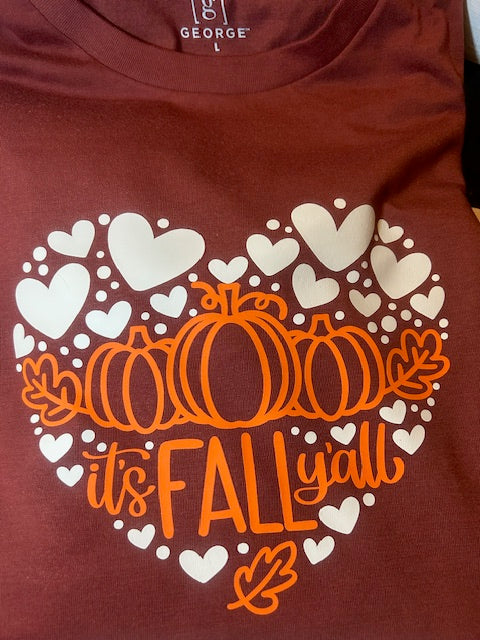 *NEW* "It's Fall Y'all" LG size, Rust colored shirt by Carmen's Creations